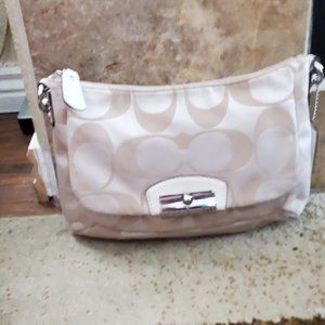 Coach Kristen Khaki 2/Way Shoulder Bag Handbag Pu… - image 1